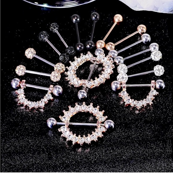 # 43 16G 14G Surgical Steel Tongue Ring,Shield Barbell Ring Bar Body Piercing - Picture 3 of 6